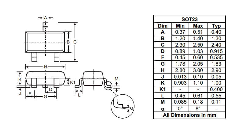 2N7002 Dimension